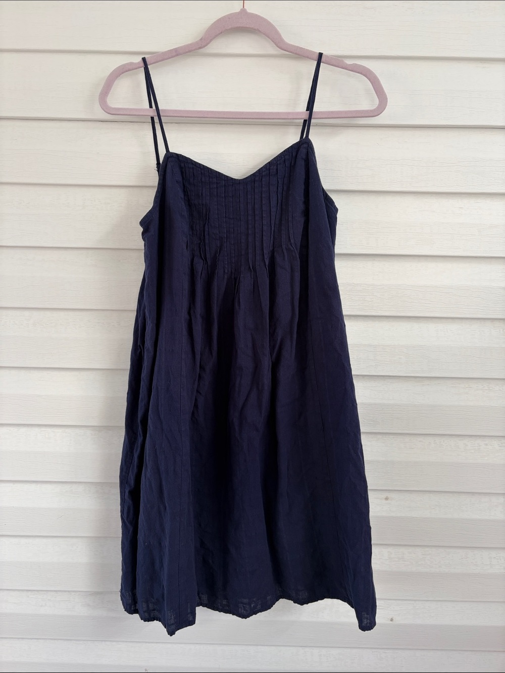 Max Jeans Size 6 Navy Cotton Pintuck Babydoll Cami Mini Dress Cottagecore